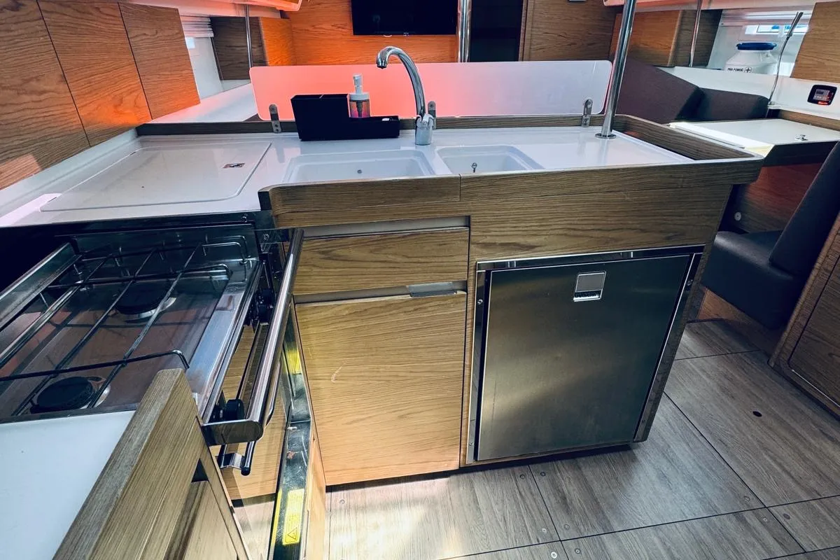 Galley of ATLA, a Elan Impression 40 sailboat at Novi Vinodolski, Croatia