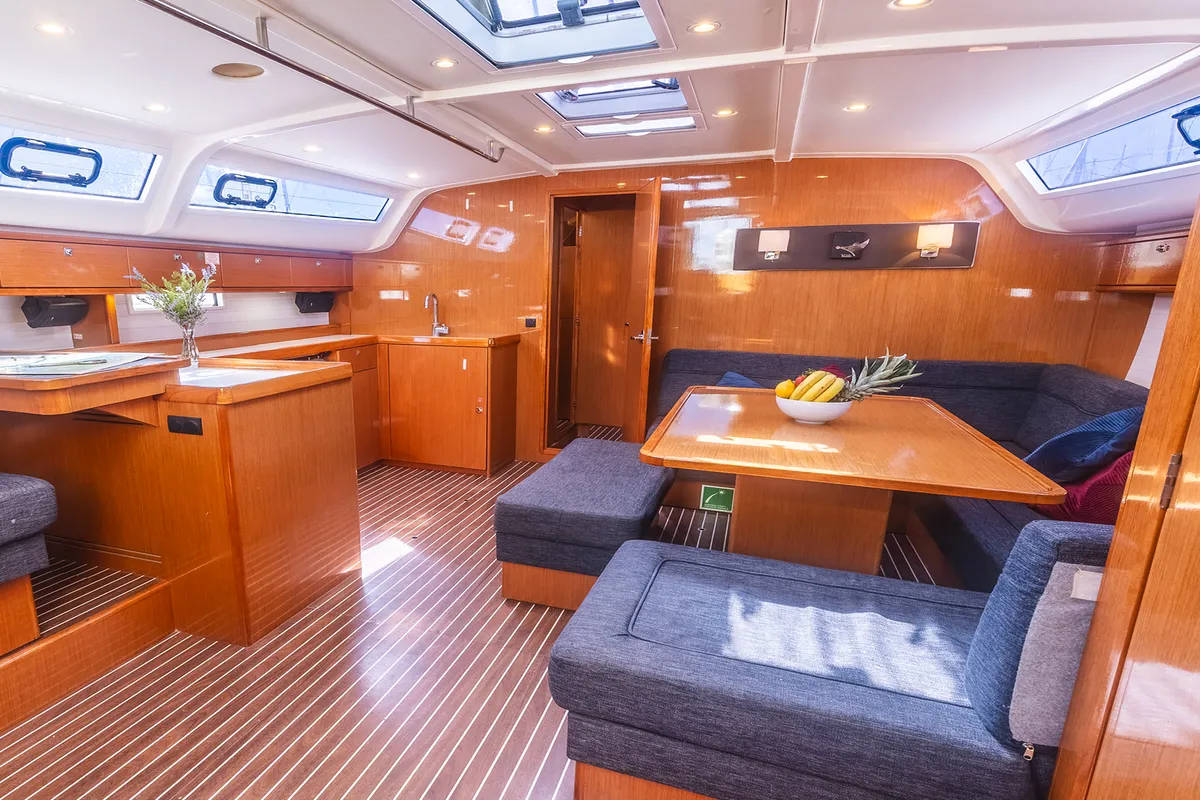 Salon of Vivi, a Bavaria 51 Cruiser sailboat at Municipal Unit of Lefkada, Greece