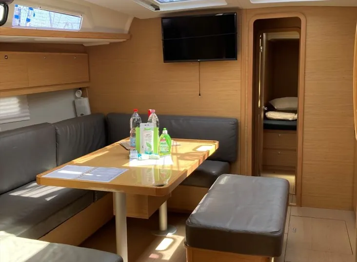 Salon of Newt, a Dufour 460 GL sailboat at Olbia, Italy