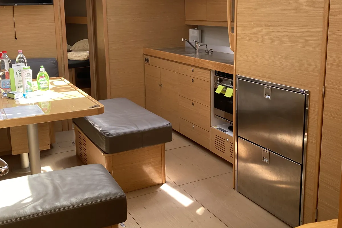 Galley of Newt, a Dufour 460 GL sailboat at Olbia, Italy