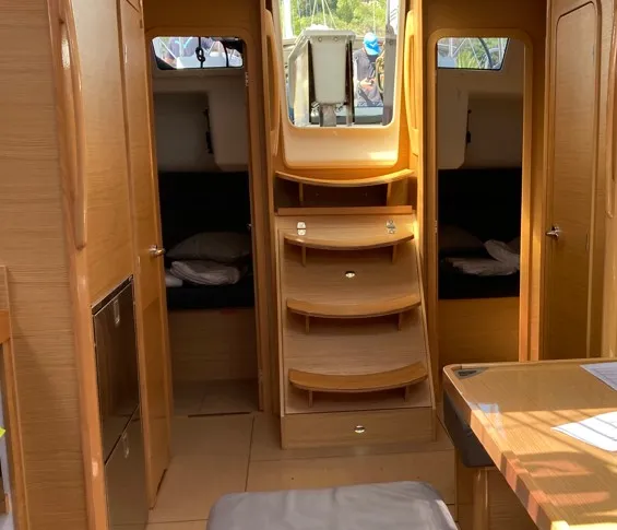Salon of Newt, a Dufour 460 GL sailboat at Olbia, Italy