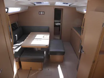 Salon of Newt, a Dufour 460 GL sailboat at Olbia, Italy
