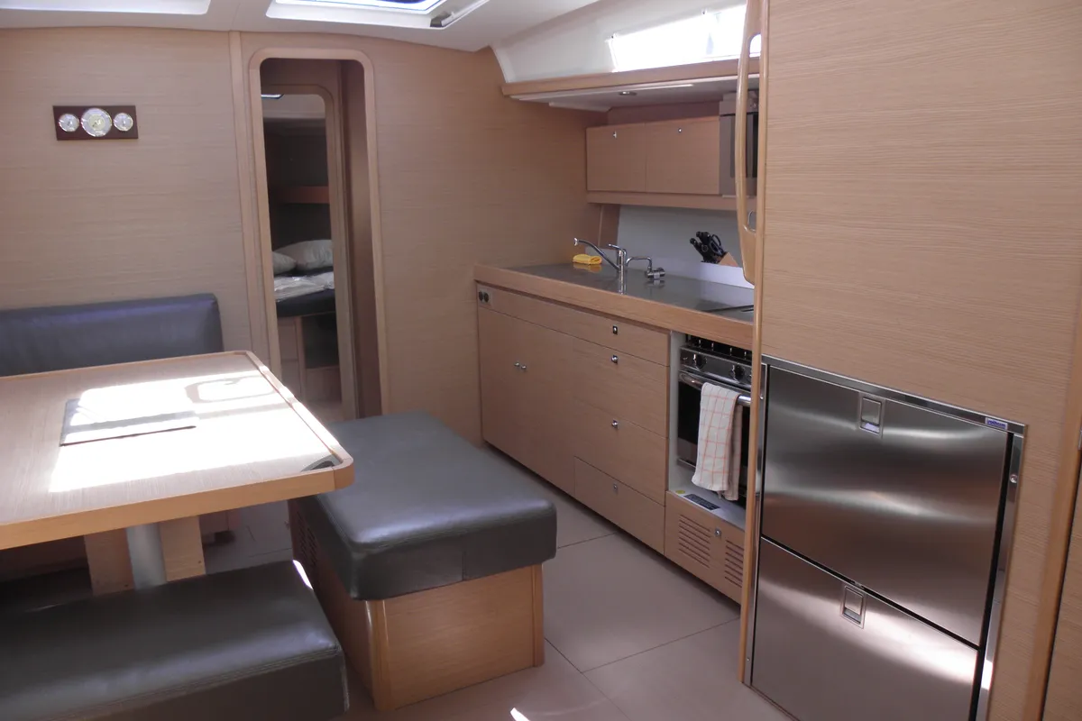 Salon of Newt, a Dufour 460 GL sailboat at Olbia, Italy