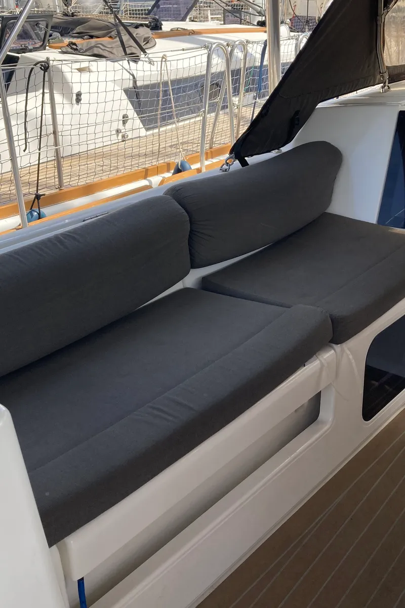 Head on Newt, a Dufour 460 GL sailboat at Olbia, Italy