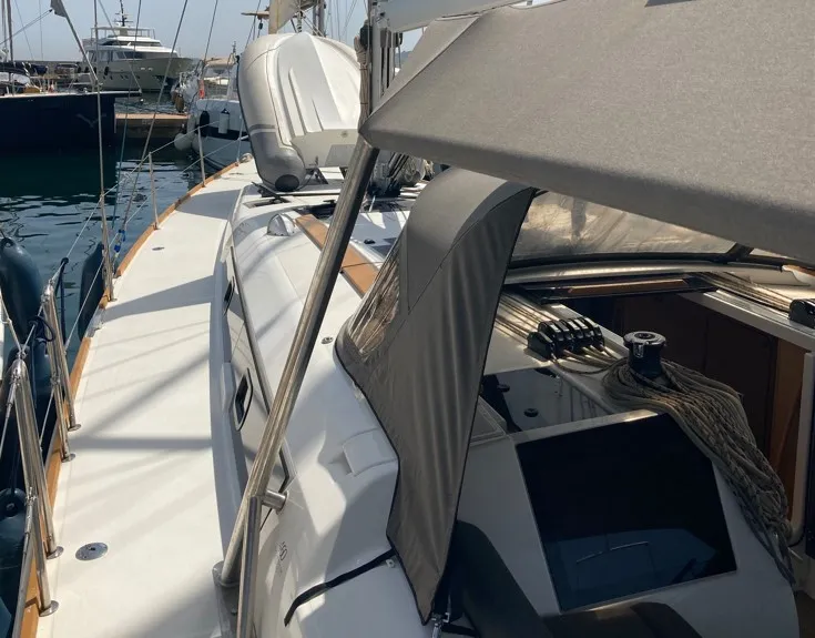 Cabin on Newt, a Dufour 460 GL sailboat at Olbia, Italy