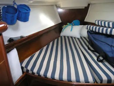 Cabin on Ouranos, a Beneteau Oceanis 381 sailboat at Municipal Unit of Lefkada, Greece