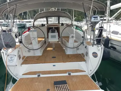 Cockpit of Summer elli, a Bavaria Cruiser 41 sailboat at Palma de Mallorca, Spain