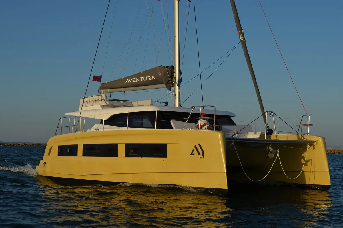 Exterior view of Good Luck, a Aventura 45 catamaran at Grimaud, France