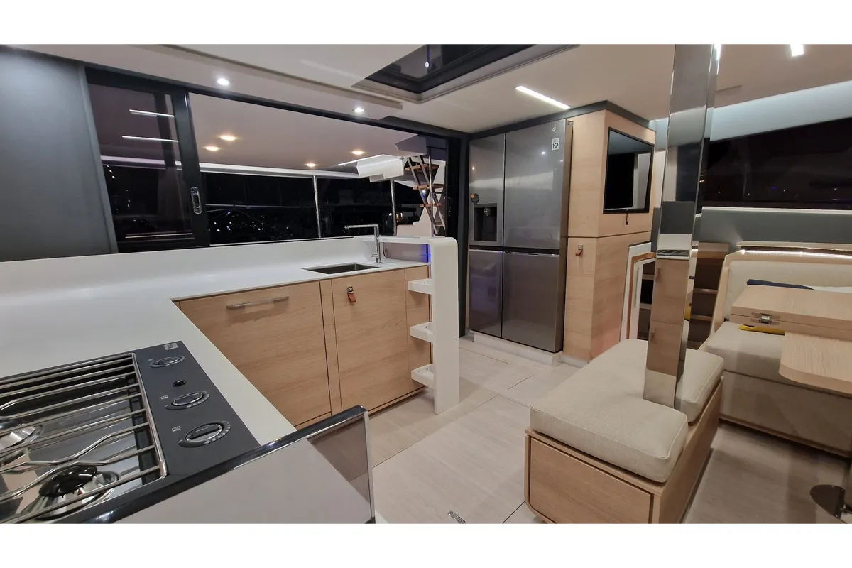 Galley of Good Luck, a Aventura 45 catamaran at Grimaud, France