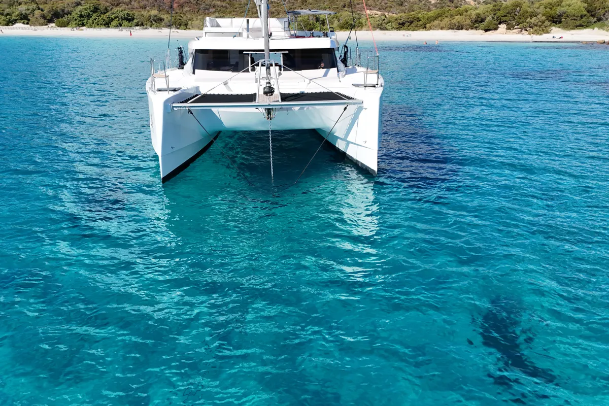 Exterior view of Good Luck, a Aventura 45 catamaran at Grimaud, France