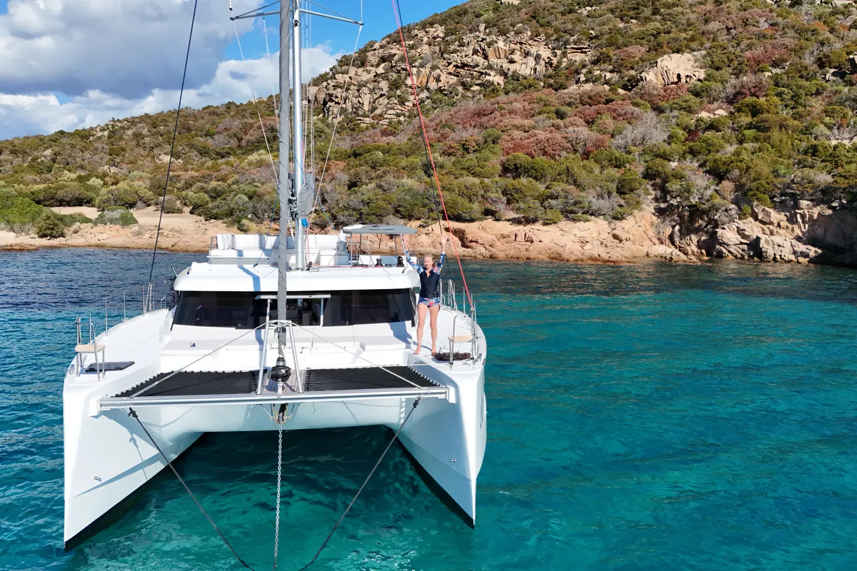 Exterior view of Good Luck, a Aventura 45 catamaran at Grimaud, France