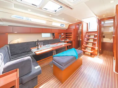 Salon of El Grande, a Hanse 508 sailboat at Municipal Unit of Rhodes, Greece