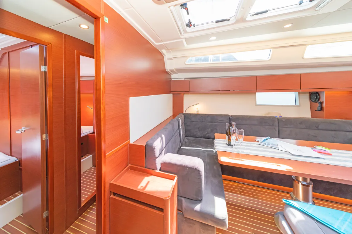 Salon of El Grande, a Hanse 508 sailboat at Municipal Unit of Rhodes, Greece