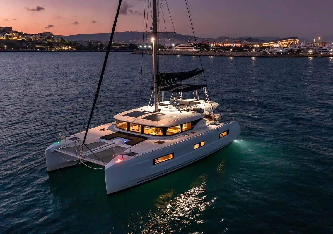 Exterior view of Paradise, a Lagoon 46 catamaran at Grad Trogir, Croatia
