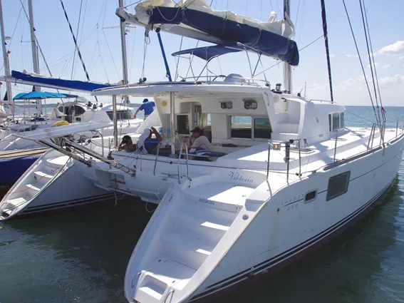 Exterior view of Victoria, a Lagoon 440 catamaran at Cienfuegos, Cuba