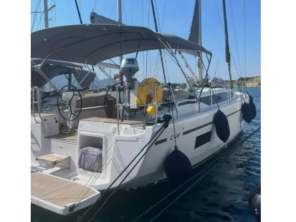 Exterior view of Kebifaiv, a Bavaria C46 sailboat at Municipal Unit of Palairos, Greece