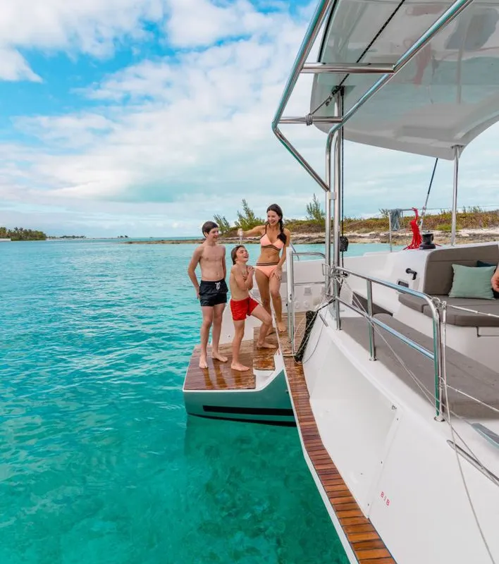 Deck of Laurencia, a Lagoon 42 catamaran at Road Town, British Virgin Islands