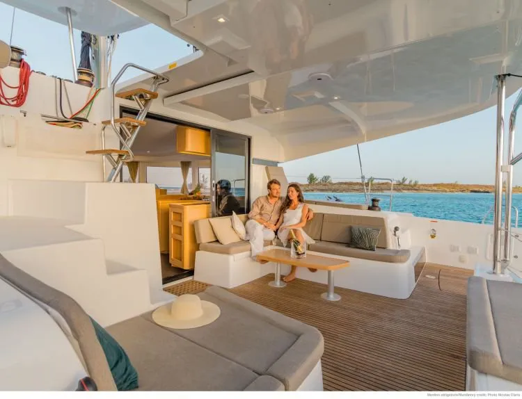 Deck of Laurencia, a Lagoon 42 catamaran at Road Town, British Virgin Islands