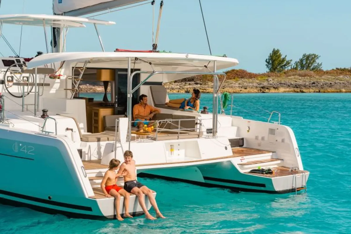 Deck of Laurencia, a Lagoon 42 catamaran at Road Town, British Virgin Islands