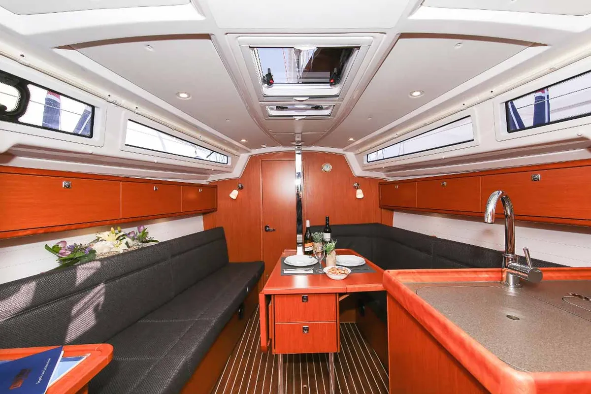 Salon of Lara, a Bavaria Cruiser 34 sailboat at Zadar, Croatia
