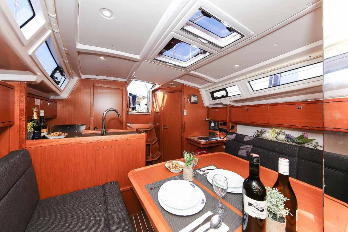 Salon of Lara, a Bavaria Cruiser 34 sailboat at Zadar, Croatia