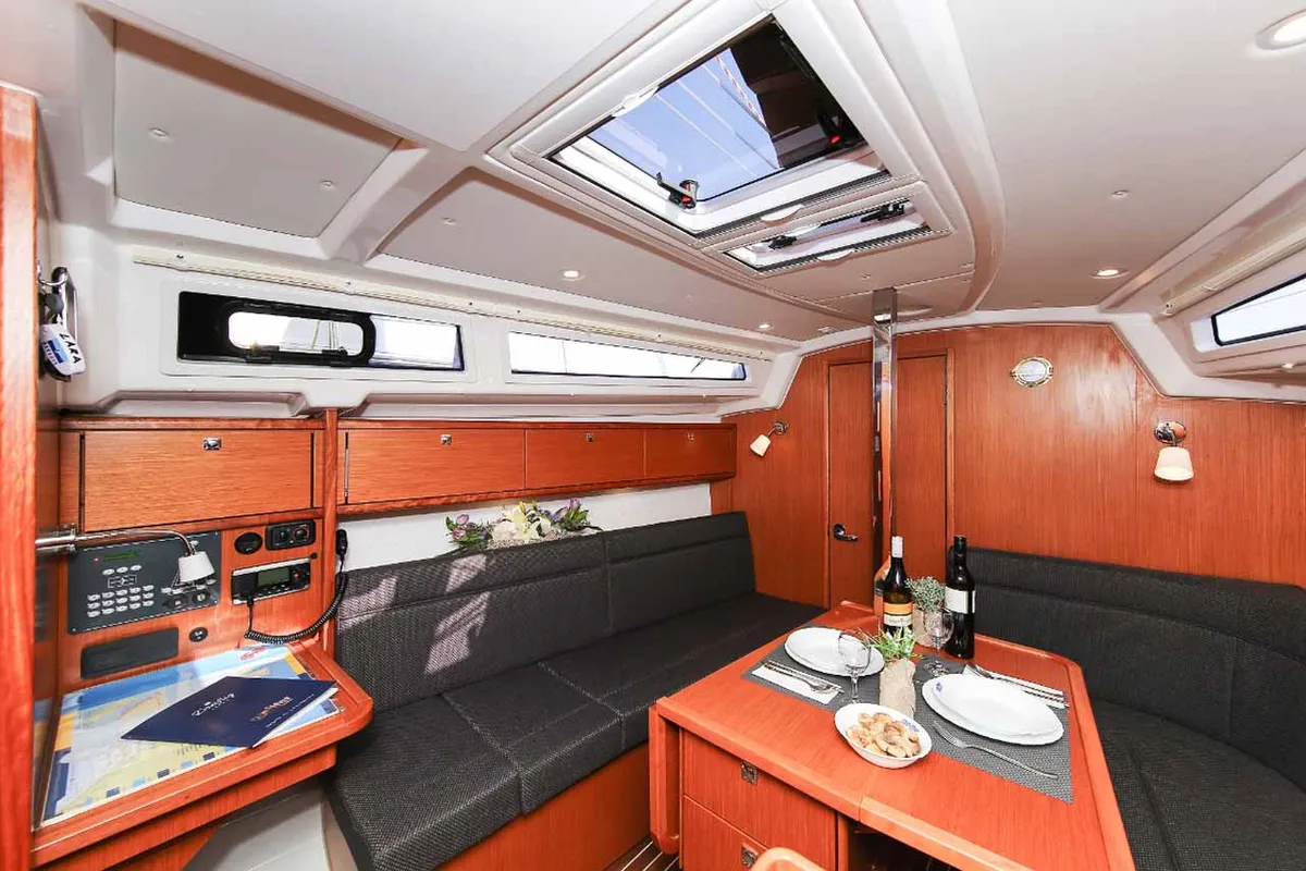 Salon of Lara, a Bavaria Cruiser 34 sailboat at Zadar, Croatia