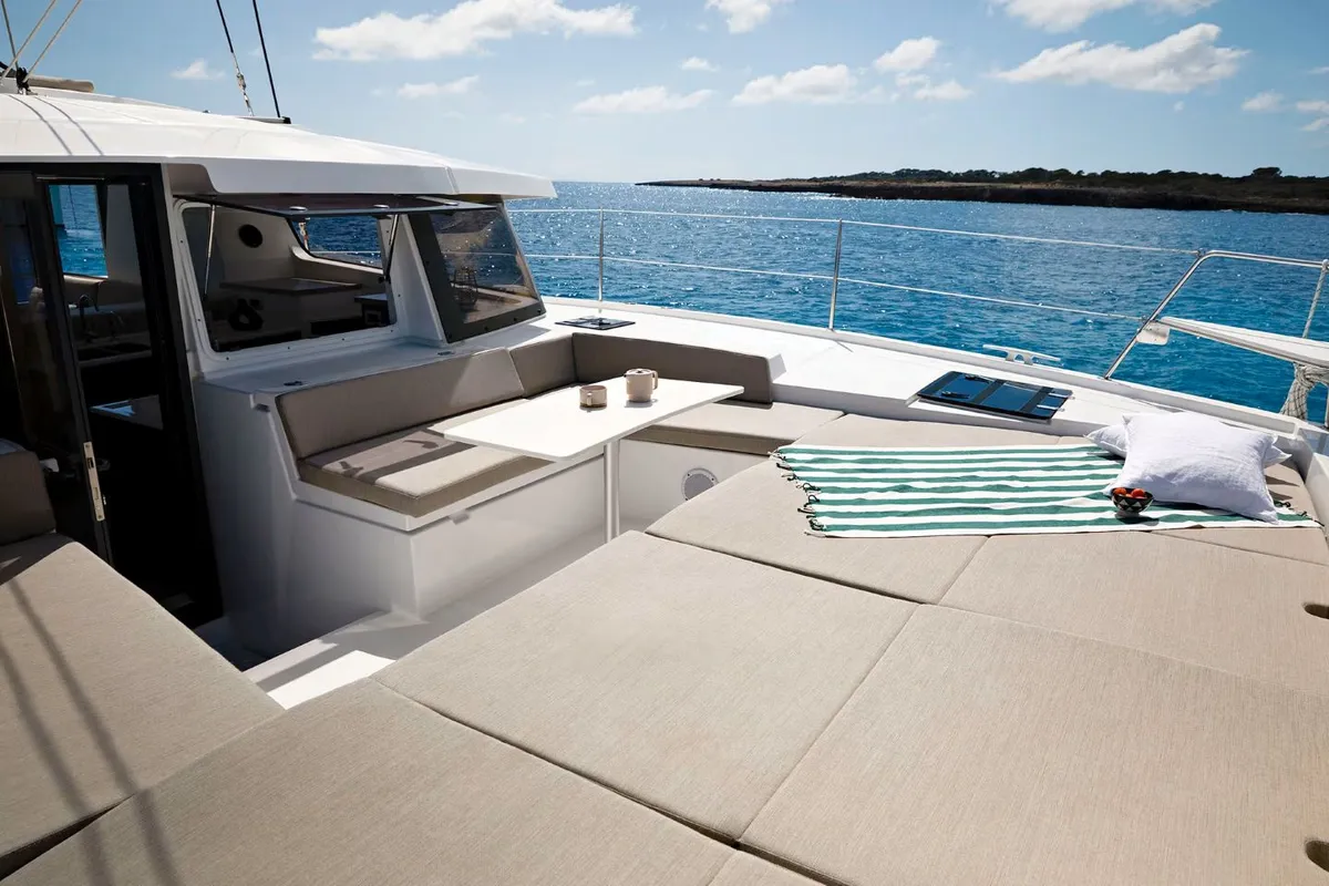 Deck of Delta 465 New, a Delta 465 sailboat at Paraty, Brazil