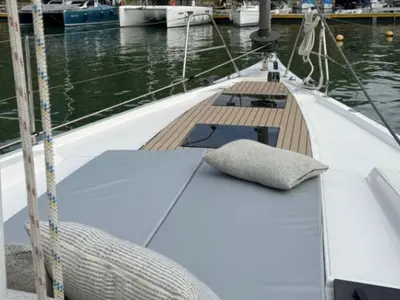 Deck of Delta 465 New, a Delta 465 sailboat at Paraty, Brazil