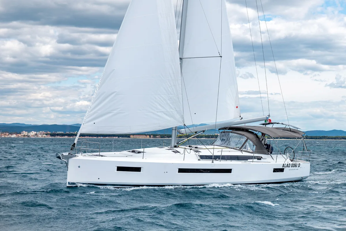 Mila, a Jeanneau Sun Odyssey 490 sailboat at Puntone di Scarlino, Italy