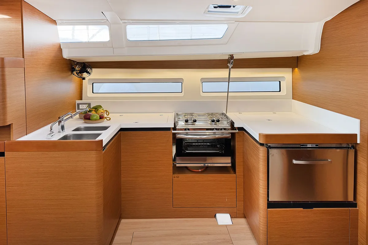 Mila, a Jeanneau Sun Odyssey 490 sailboat at Puntone di Scarlino, Italy