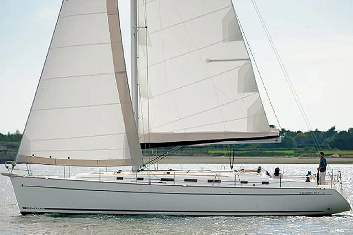 Exterior view of Lui, a Beneteau Cyclades 50.5 sailboat at Athens, Greece