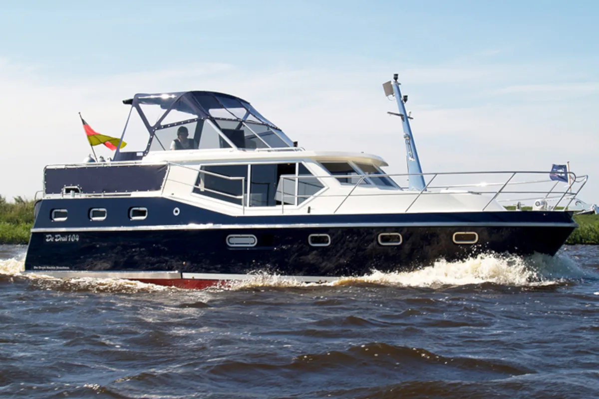 Exterior view of Drait 132, a De Drait Renal 36 motorboat at Drachten, Netherlands