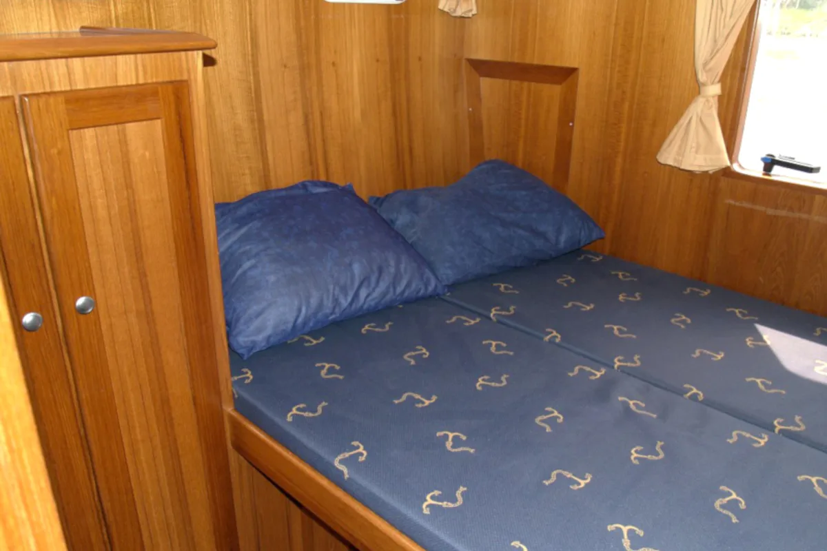 Cabin on Drait 132, a De Drait Renal 36 motorboat at Drachten, Netherlands