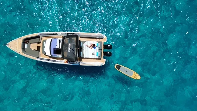 Fjord 38 Express, a Fjord 38 Express motorboat at Ibiza, Spain
