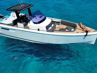 Fjord 38 Express, a Fjord 38 Express motorboat at Ibiza, Spain