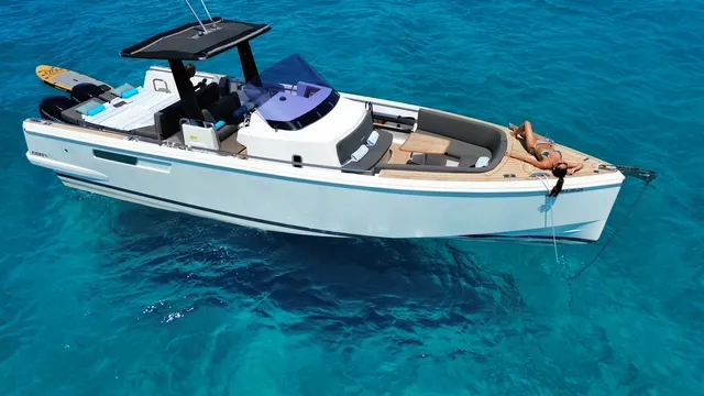 Fjord 38 Express, a Fjord 38 Express motorboat at Ibiza, Spain