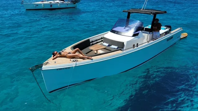 Fjord 38 Express, a Fjord 38 Express motorboat at Ibiza, Spain