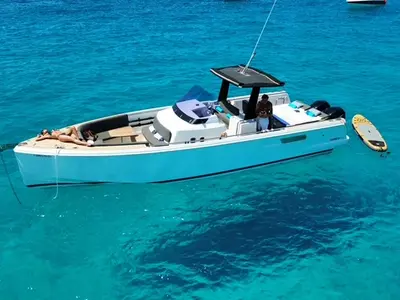 Fjord 38 Express, a Fjord 38 Express motorboat at Ibiza, Spain