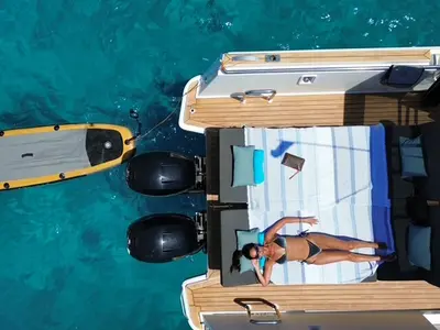 Fjord 38 Express, a Fjord 38 Express motorboat at Ibiza, Spain