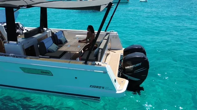 Fjord 38 Express, a Fjord 38 Express motorboat at Ibiza, Spain
