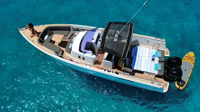 Fjord 38 Express, a Fjord 38 Express motorboat at Ibiza, Spain