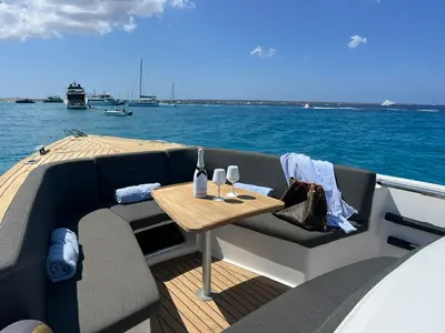 Fjord 38 Express, a Fjord 38 Express motorboat at Ibiza, Spain