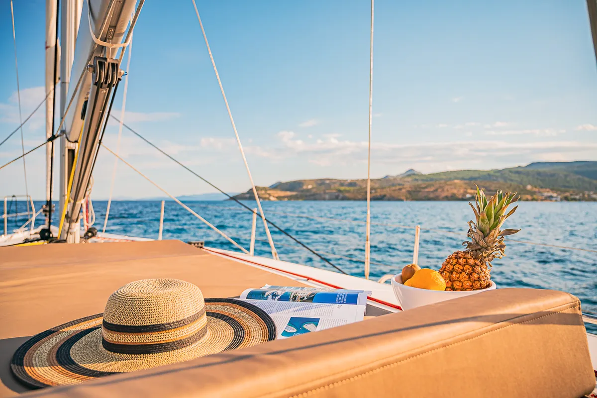 Deck of Jason, a Jeanneau Sun Odyssey 490 sailboat at Athens, Greece