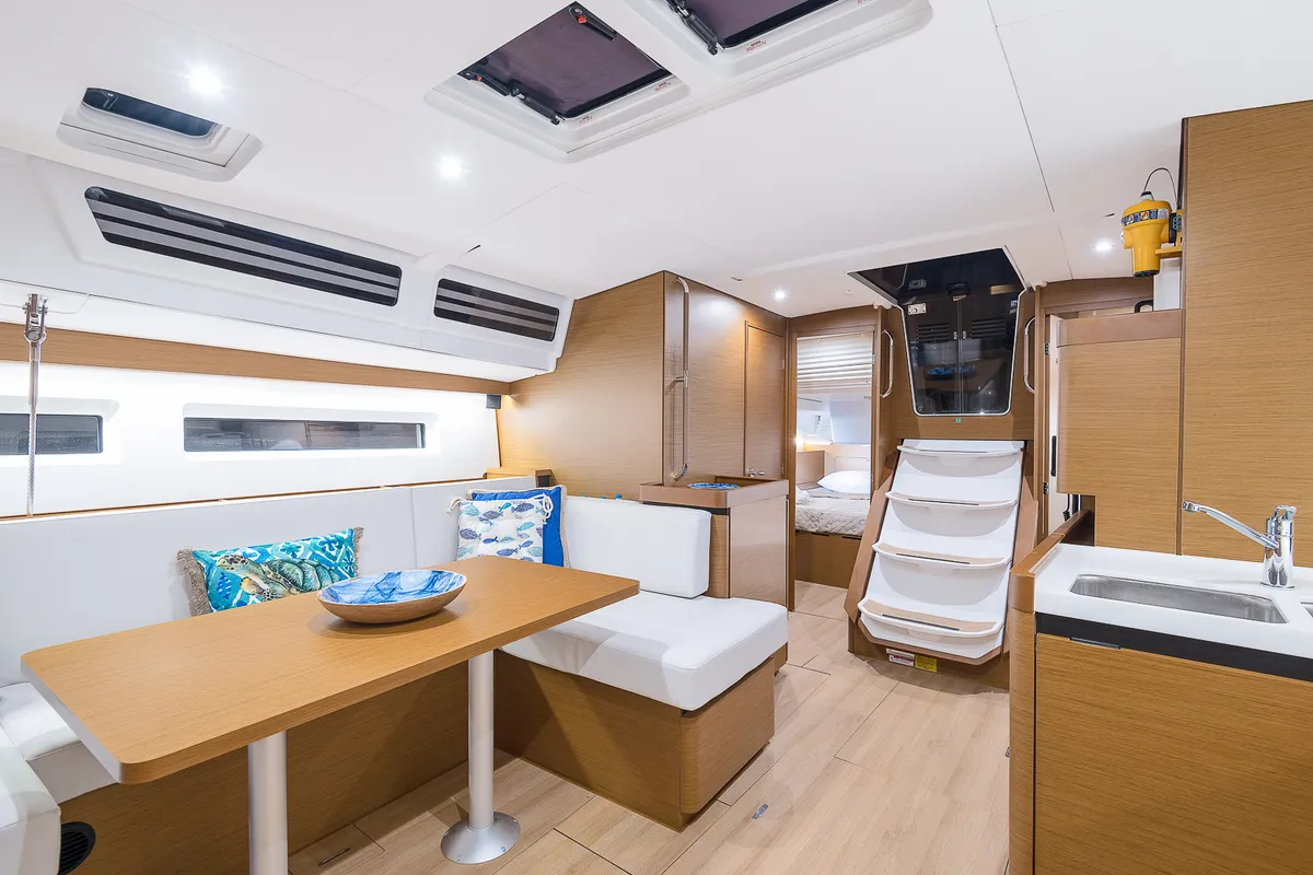 Salon of Jason, a Jeanneau Sun Odyssey 490 sailboat at Athens, Greece