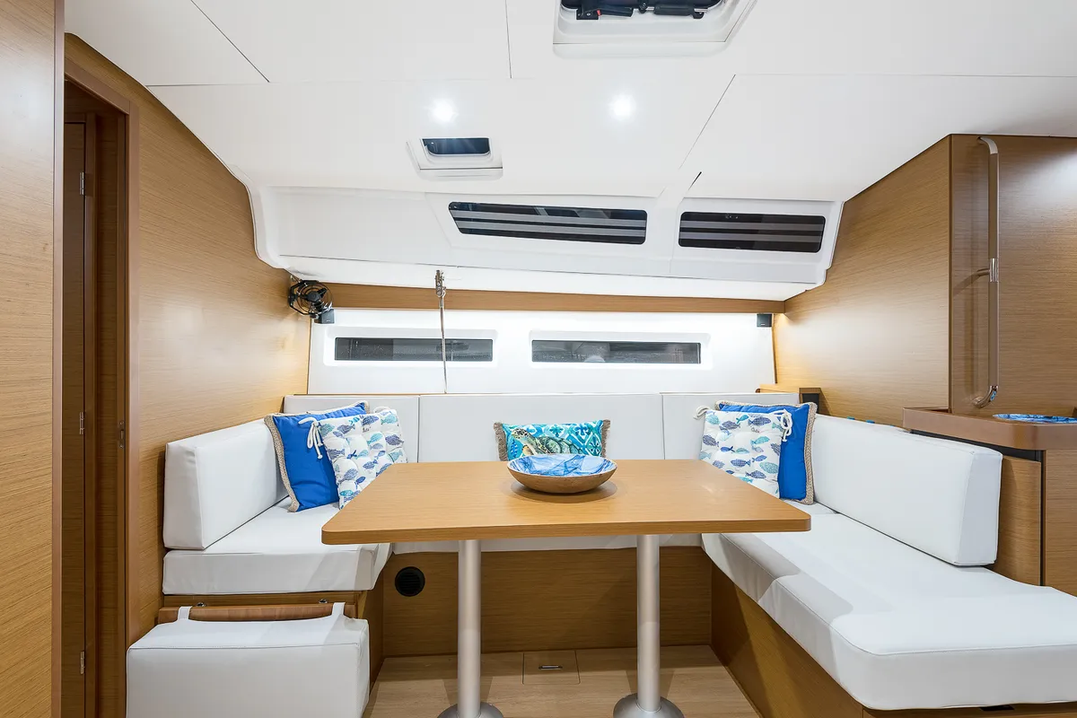 Salon of Jason, a Jeanneau Sun Odyssey 490 sailboat at Athens, Greece