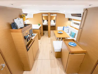 Salon of Jason, a Jeanneau Sun Odyssey 490 sailboat at Athens, Greece