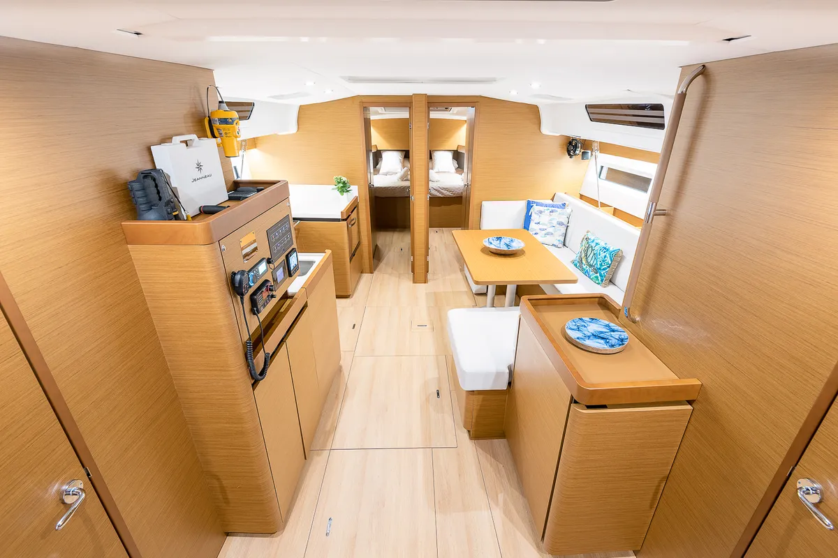 Salon of Jason, a Jeanneau Sun Odyssey 490 sailboat at Athens, Greece
