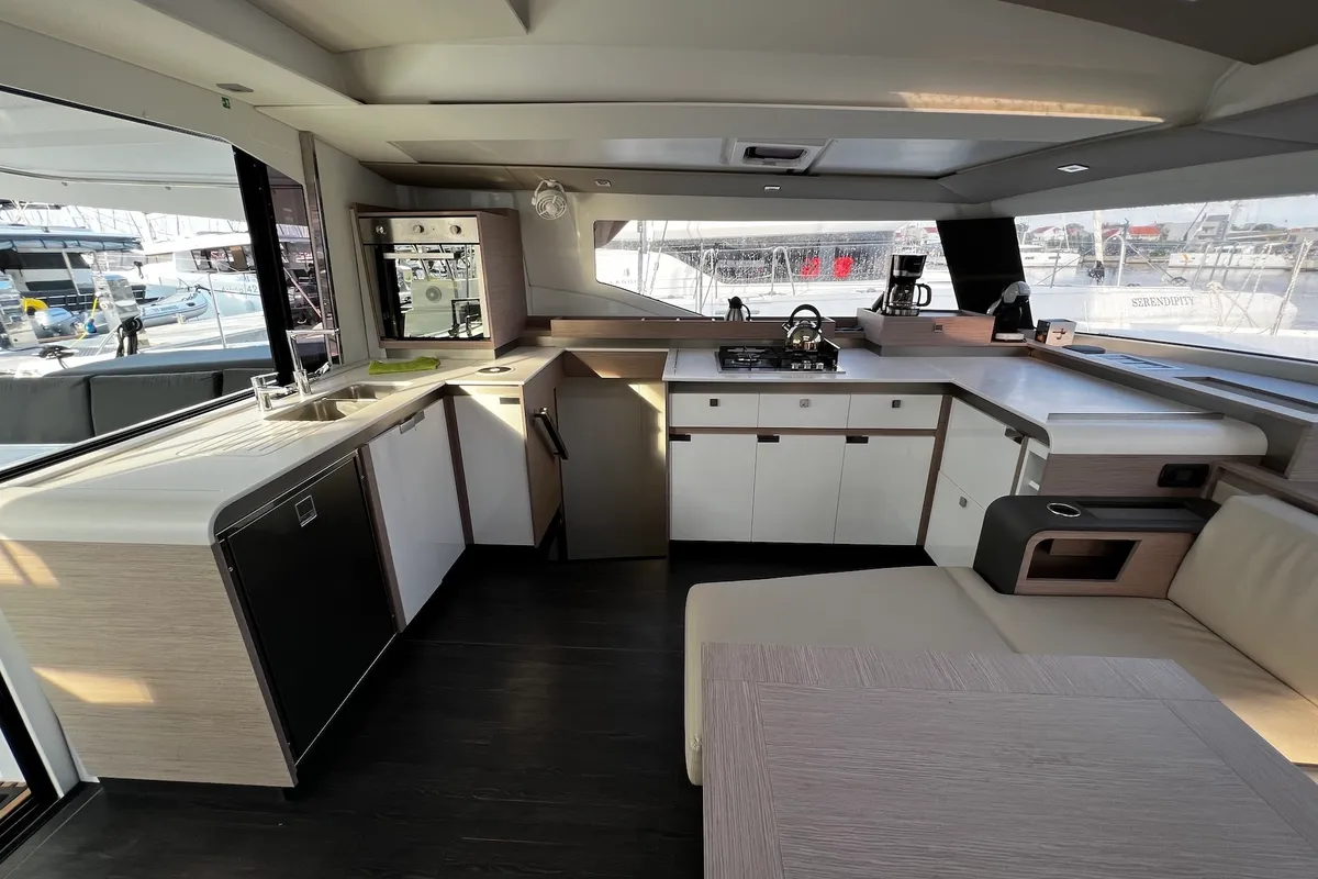 Galley of Santa Maria, a Fountaine Pajot Elba 45 catamaran at Sukošan, Croatia