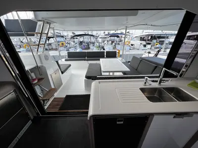 Salon of Santa Maria, a Fountaine Pajot Elba 45 catamaran at Sukošan, Croatia
