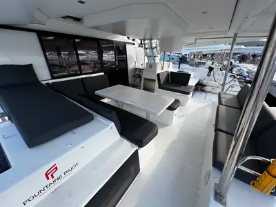 Deck of Santa Maria, a Fountaine Pajot Elba 45 catamaran at Sukošan, Croatia
